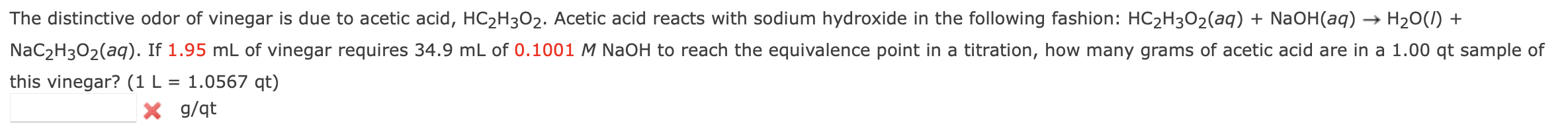 Solved The distinctive odor of vinegar is due to acetic | Chegg.com