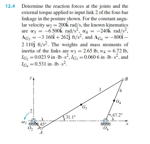 Solved 12.4 Determine the reaction forces at the joints and | Chegg.com