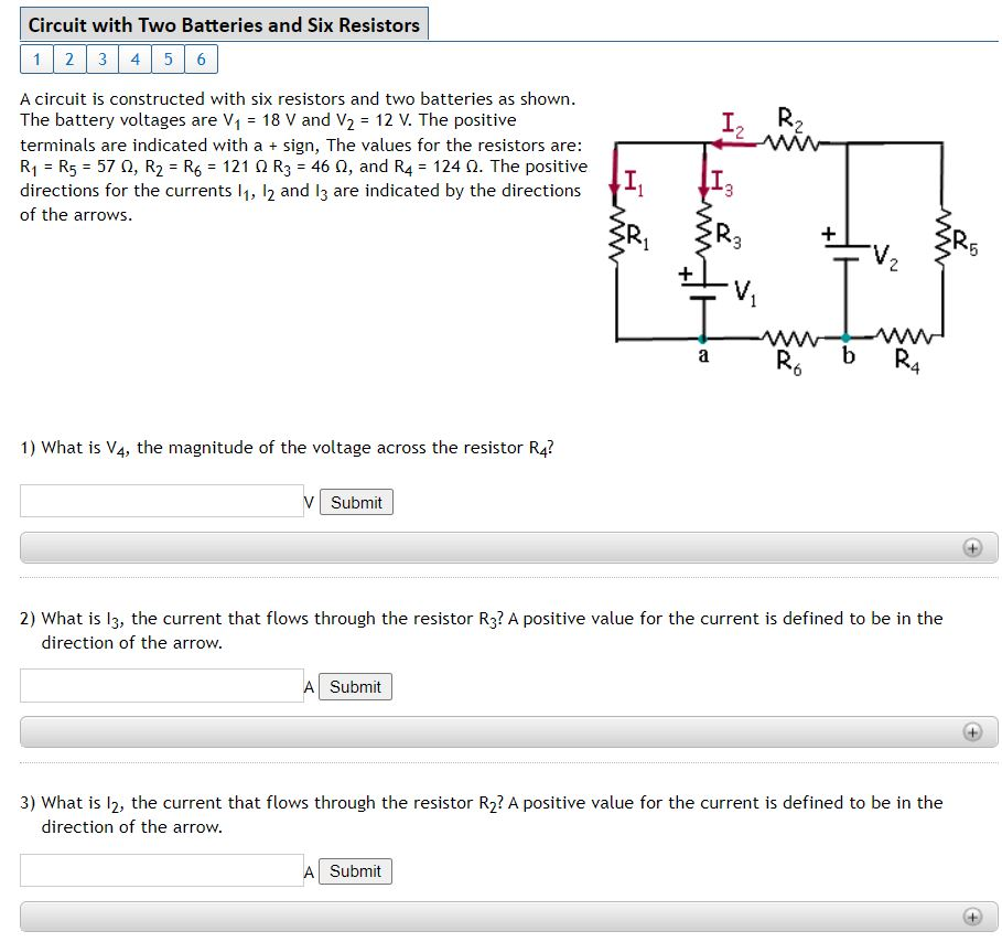 Solved A Circuit Is Constructed With Six Resistors And Two | Chegg.com