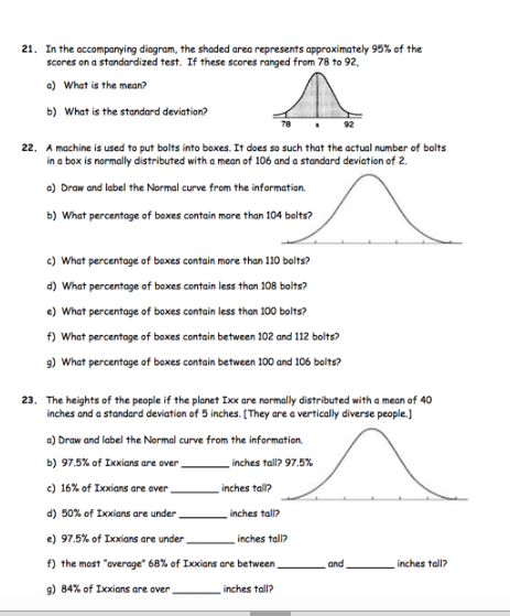 Solved NORMAL DISTRIBUTION WORKSHEET Name Section | Chegg.com