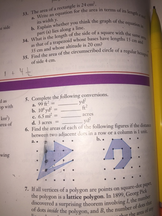 Solved: Find The Area Of Each Of The Following Figures If | Chegg.com