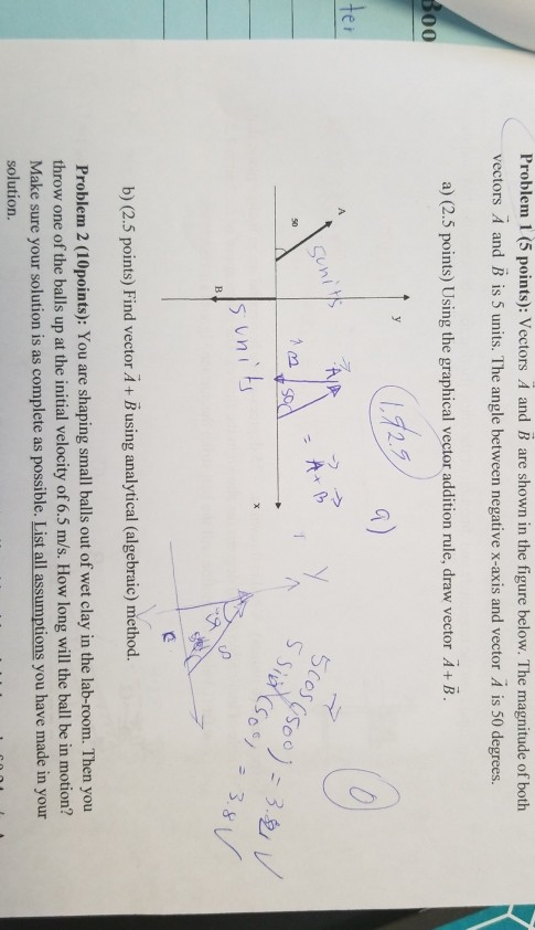 Solved Problem 1 (5 points): Vectors A and B are shown in | Chegg.com