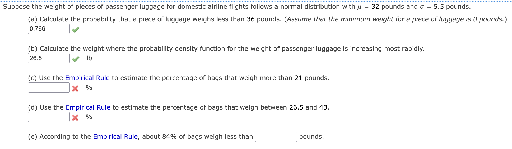Solved Suppose the weight of pieces of passenger luggage for
