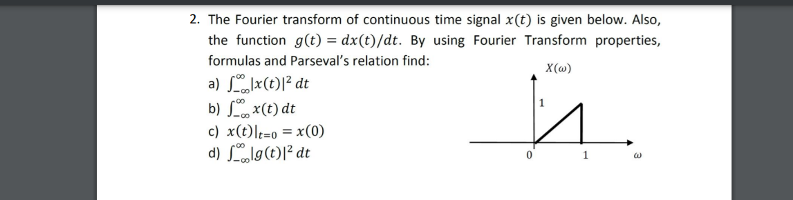Solved 2. The Fourier transform of continuous time signal | Chegg.com