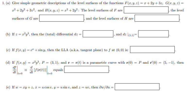 Solved 1 A Give Simple Geometric Descriptions Of The L Chegg Com