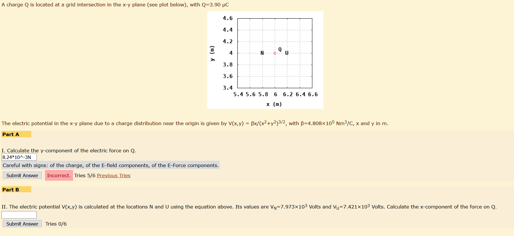 Solved A Charge Q Is Located At A Grid Intersection In Th Chegg Com