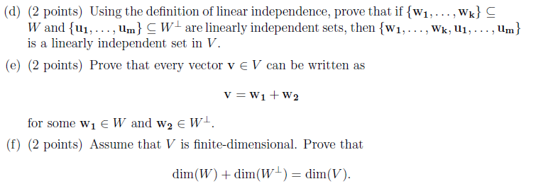 Solved D 2 Points Using The Definition Of Linear Inde Chegg Com