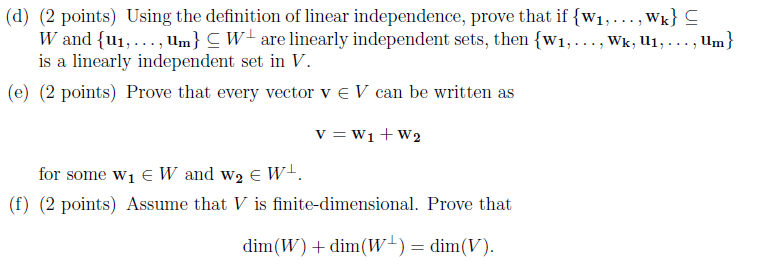 D 2 Points Using The Definition Of Linear Chegg Com