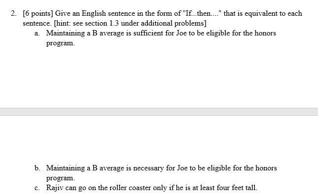 Solved 2. [6 Points] Give An English Sentence In The Form Of | Chegg.com