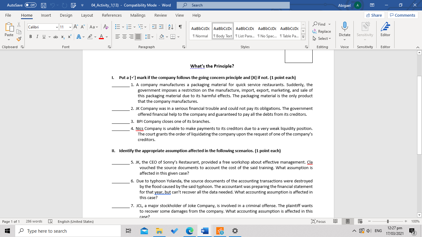 Solved AutoSave Off H 04_Activity_1(13) - Compatibility Mode | Chegg.com