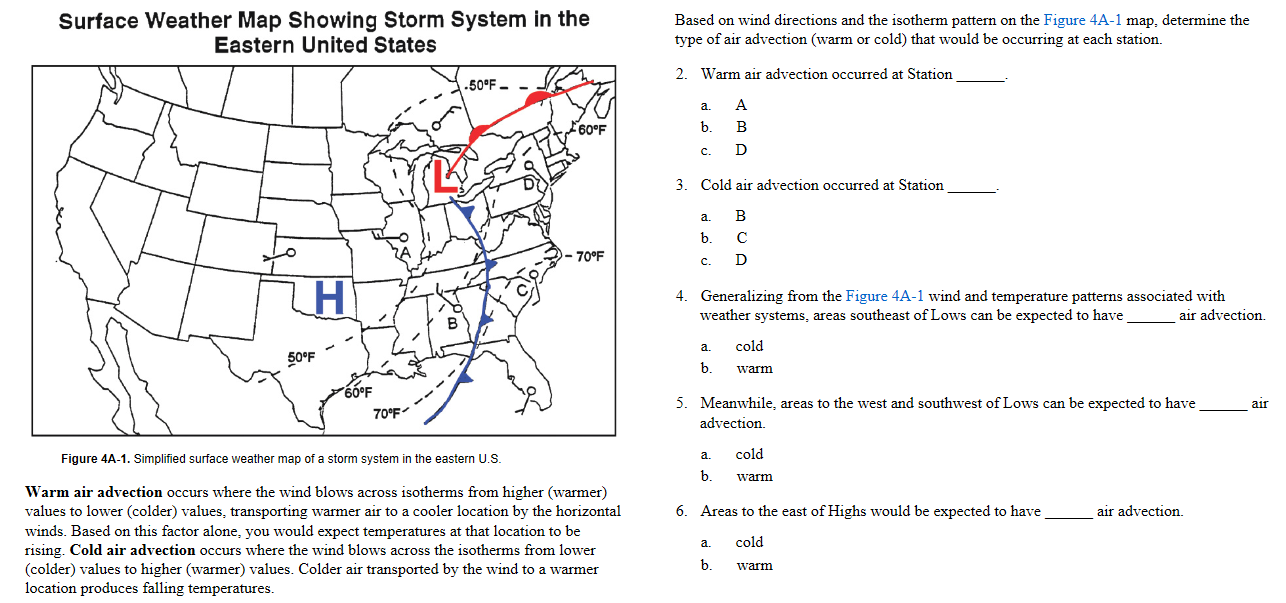 Solved Surface Weather Map Showing Storm System in the | Chegg.com