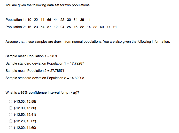 Solved You are given the following data set for two | Chegg.com