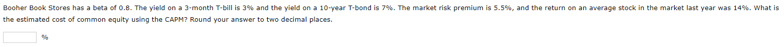 what is the estimated cost of common equity using the capm