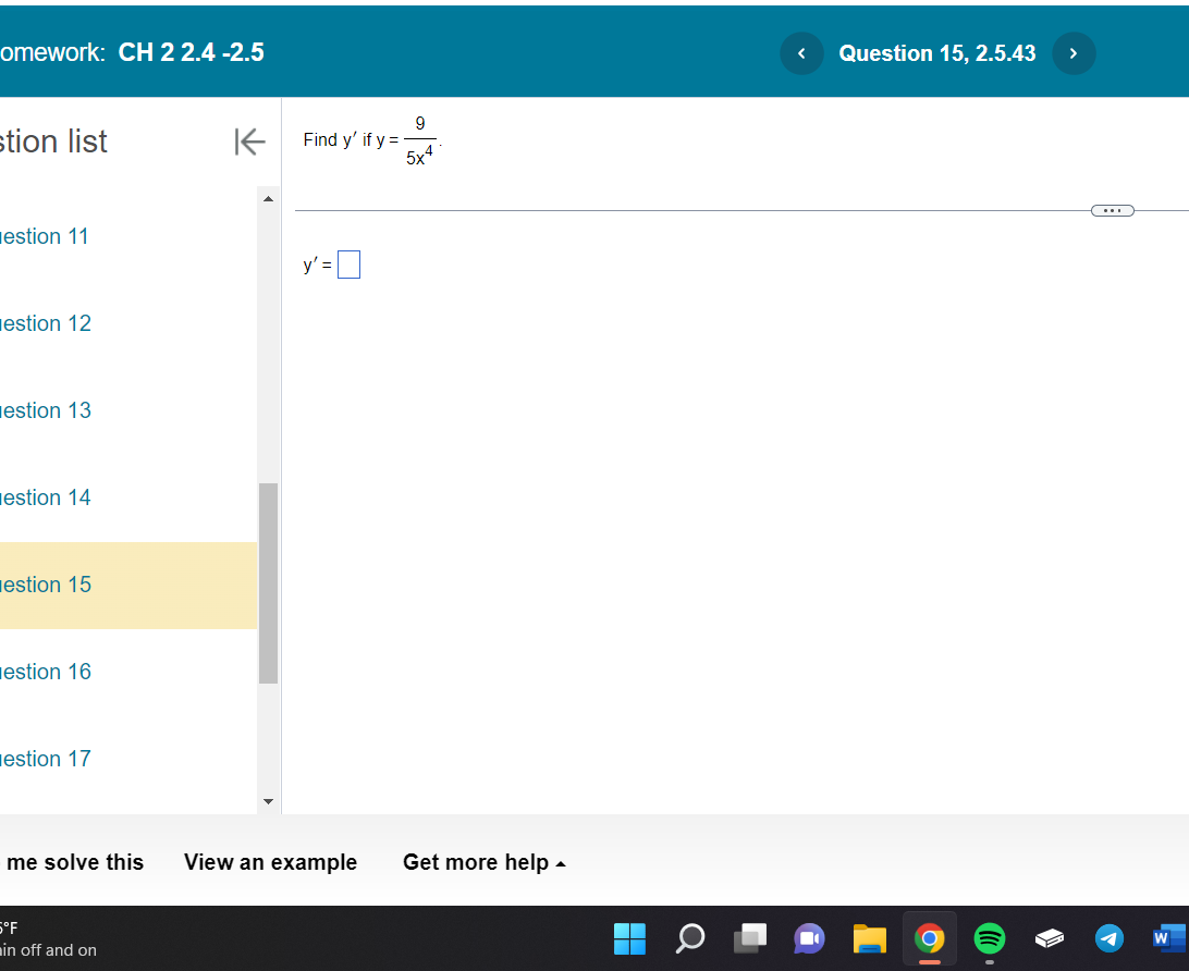 Solved omework: CH 22.4−2.5 Question 15, 2.5.43 > tion | Chegg.com