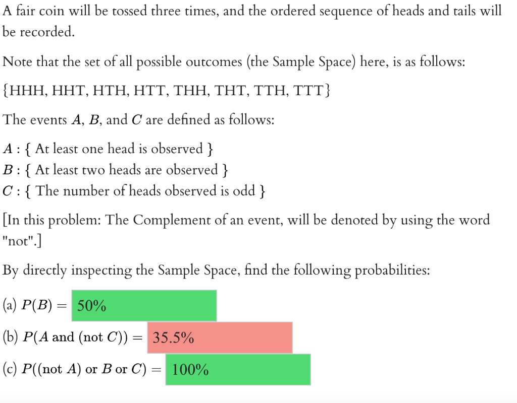 Solved A Fair Coin Will Be Tossed Three Times, And The | Chegg.com