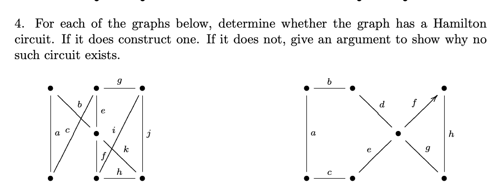Solved 4. For each of the graphs below, determine whether | Chegg.com
