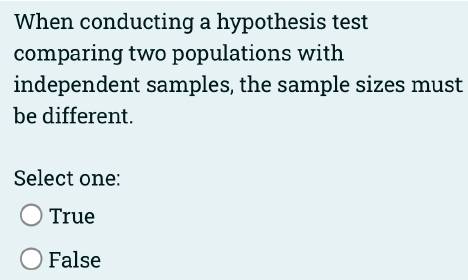 which hypothesis test requires equal sample sizes