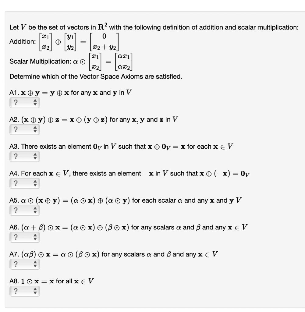 Solved Let V be the set of vectors in R2 with the following | Chegg.com