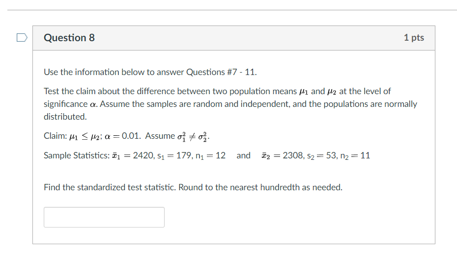 Solved Question 3 1 pts Use the information below to answer | Chegg.com