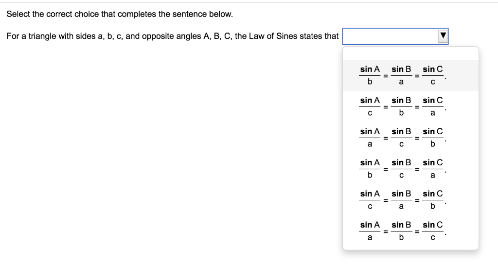 Choose The Correct Item That Completes Each Sentence Below