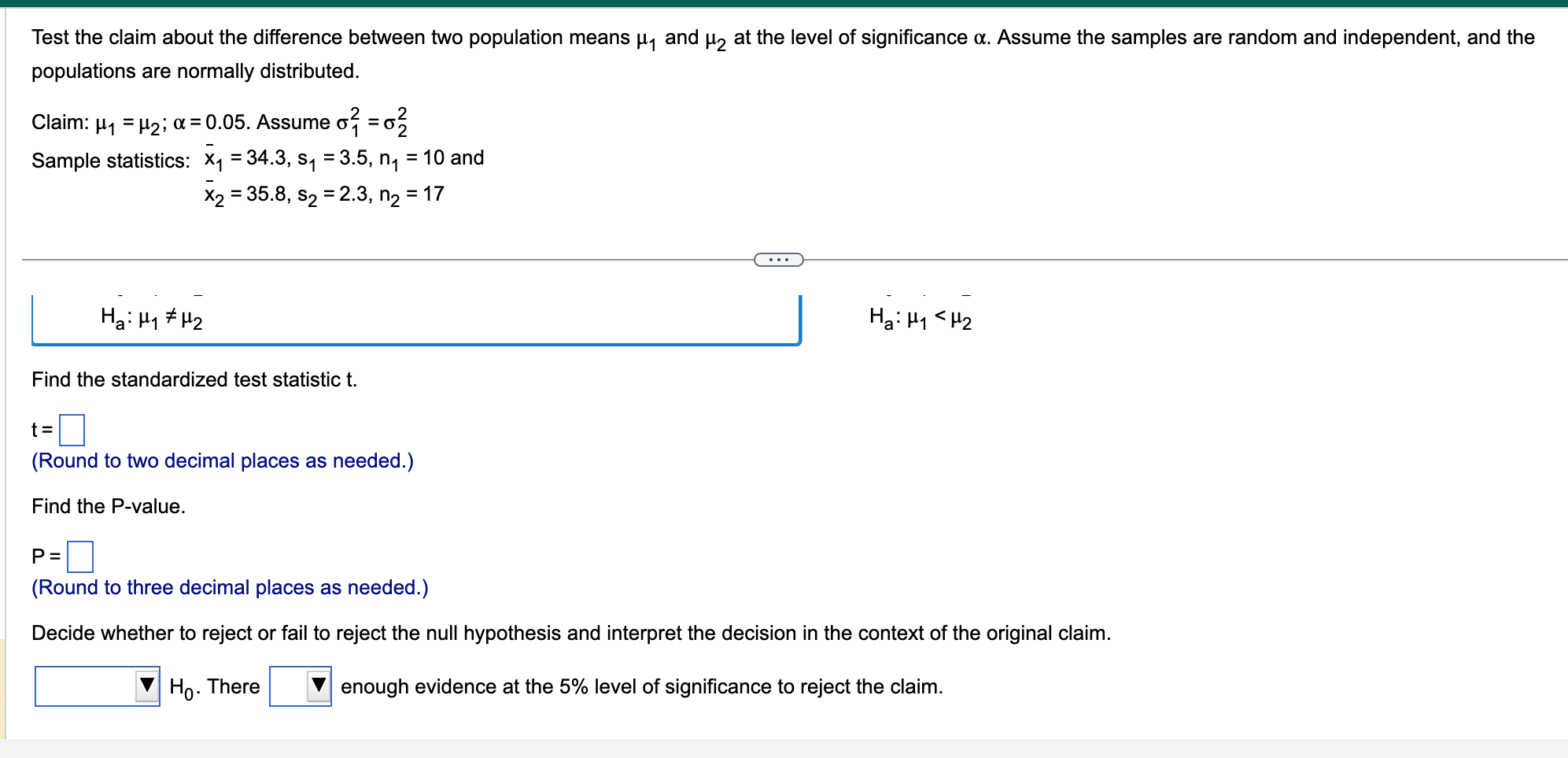 Solved Test The Claim About The Difference Between Two | Chegg.com