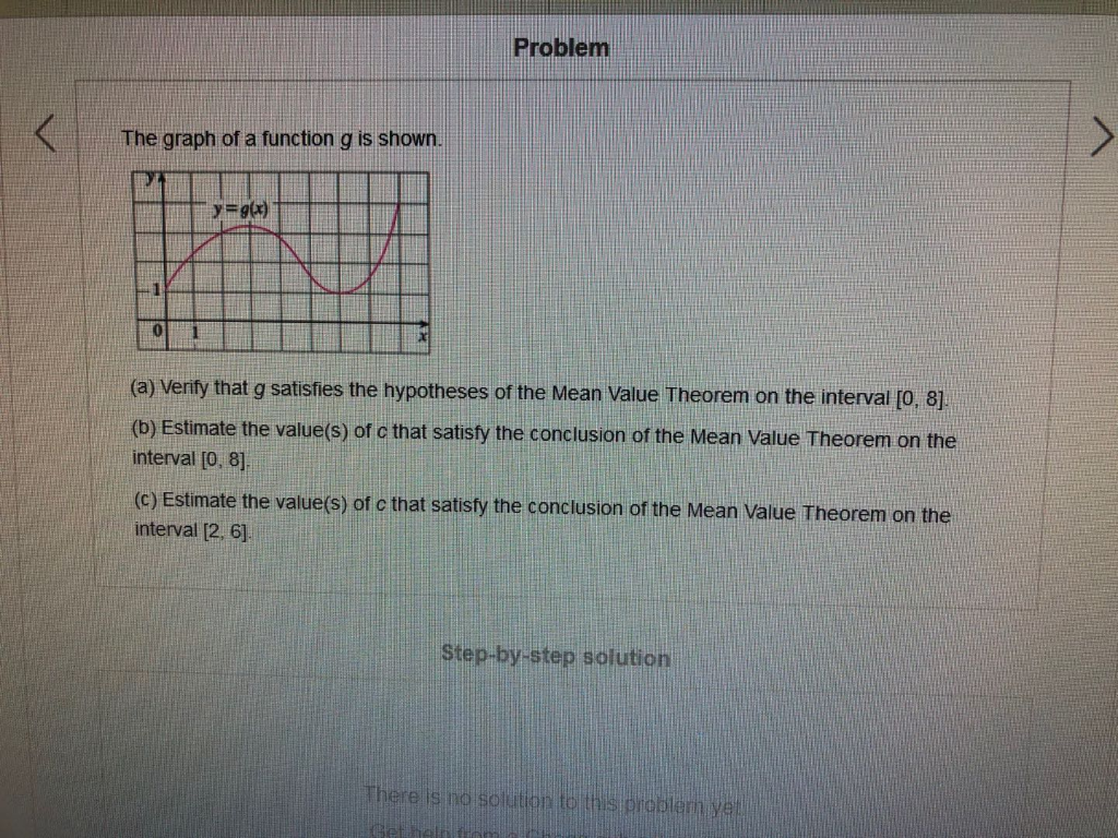 Solved Problem The graph of a function g is shown. (a) | Chegg.com