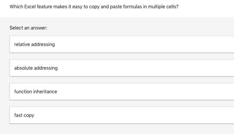 Which Excel feature makes it easy to copy and paste formulas in multiple cells?