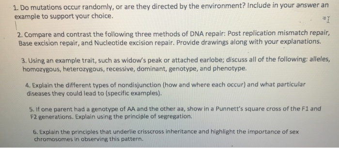 Solved 1. Do mutations occur randomly, or are they directed | Chegg.com