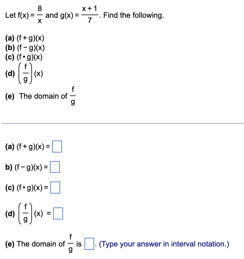 Solved Let F X X8 And G X 7x 1 Find The Following A