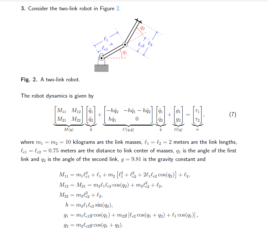 Solved Consider A Single Link Robot Arm Shown In Fig 1 The Or Cheggcom