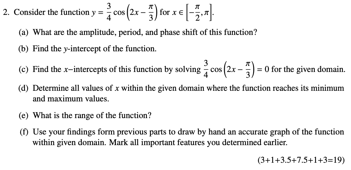 Solved TT 3 2. Consider the function y = cos s(2x-3) for xe | Chegg.com