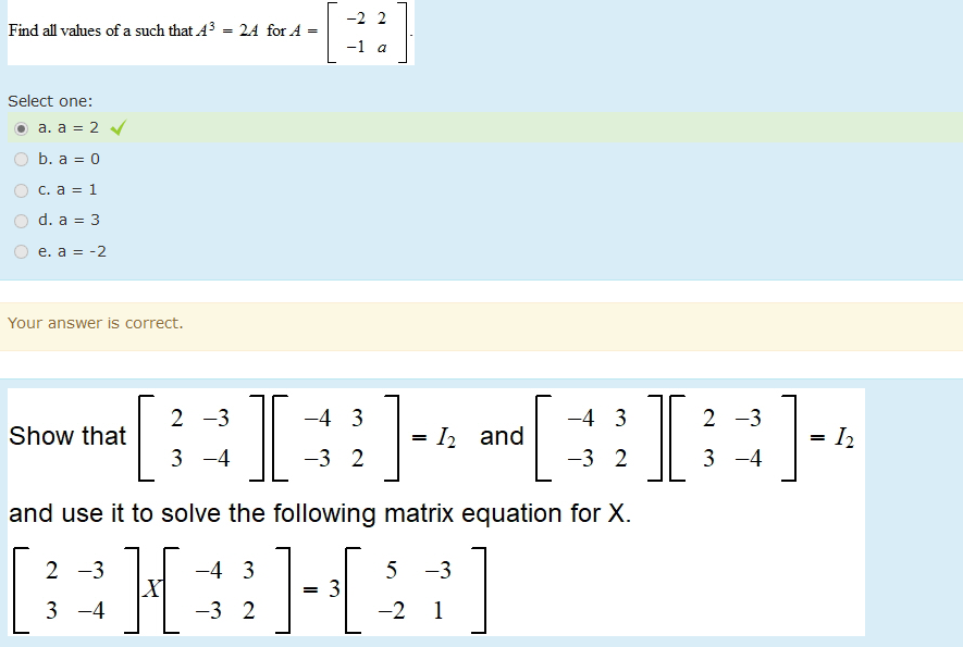 Solved -2 2 = 2A Find all values of a such that A3 for A -1 | Chegg.com
