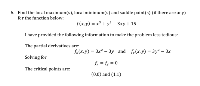 Solved 6 Find The Local Maximum S Local Minimum S And Chegg Com