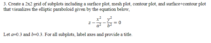 Solved 3. Create A 2x2 Grid Of Subplots Including A Surface | Chegg.com