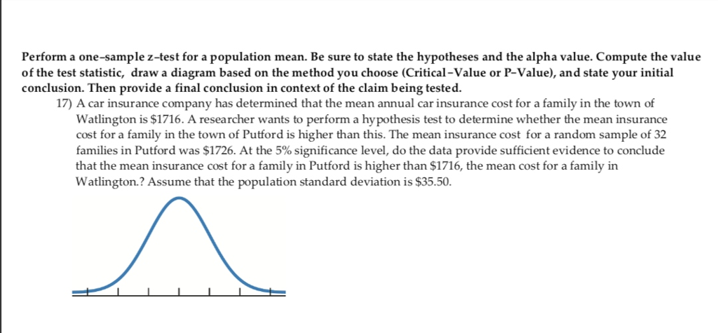 Solved Perform a one-sample z-test for a population mean. Be | Chegg.com