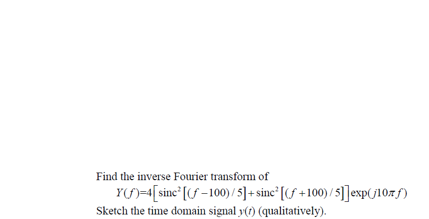 Solved Find The Inverse Fourier Transform Of The Expression