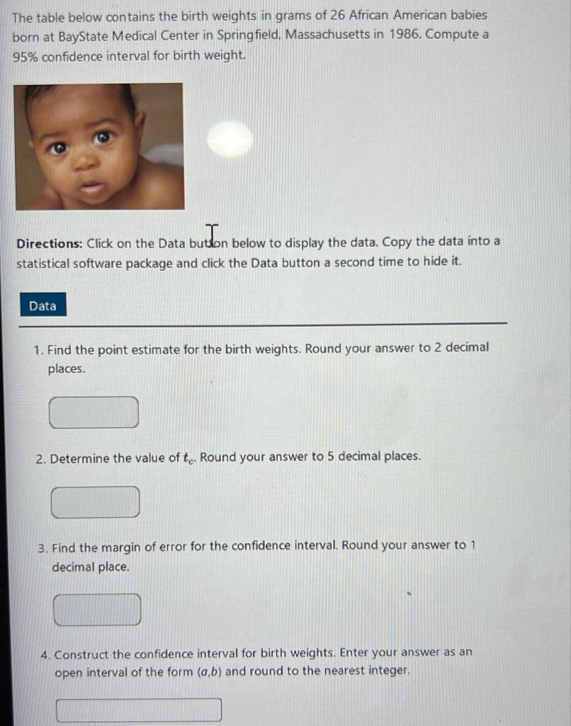 Solved The table below contains the birth weights in grams | Chegg.com