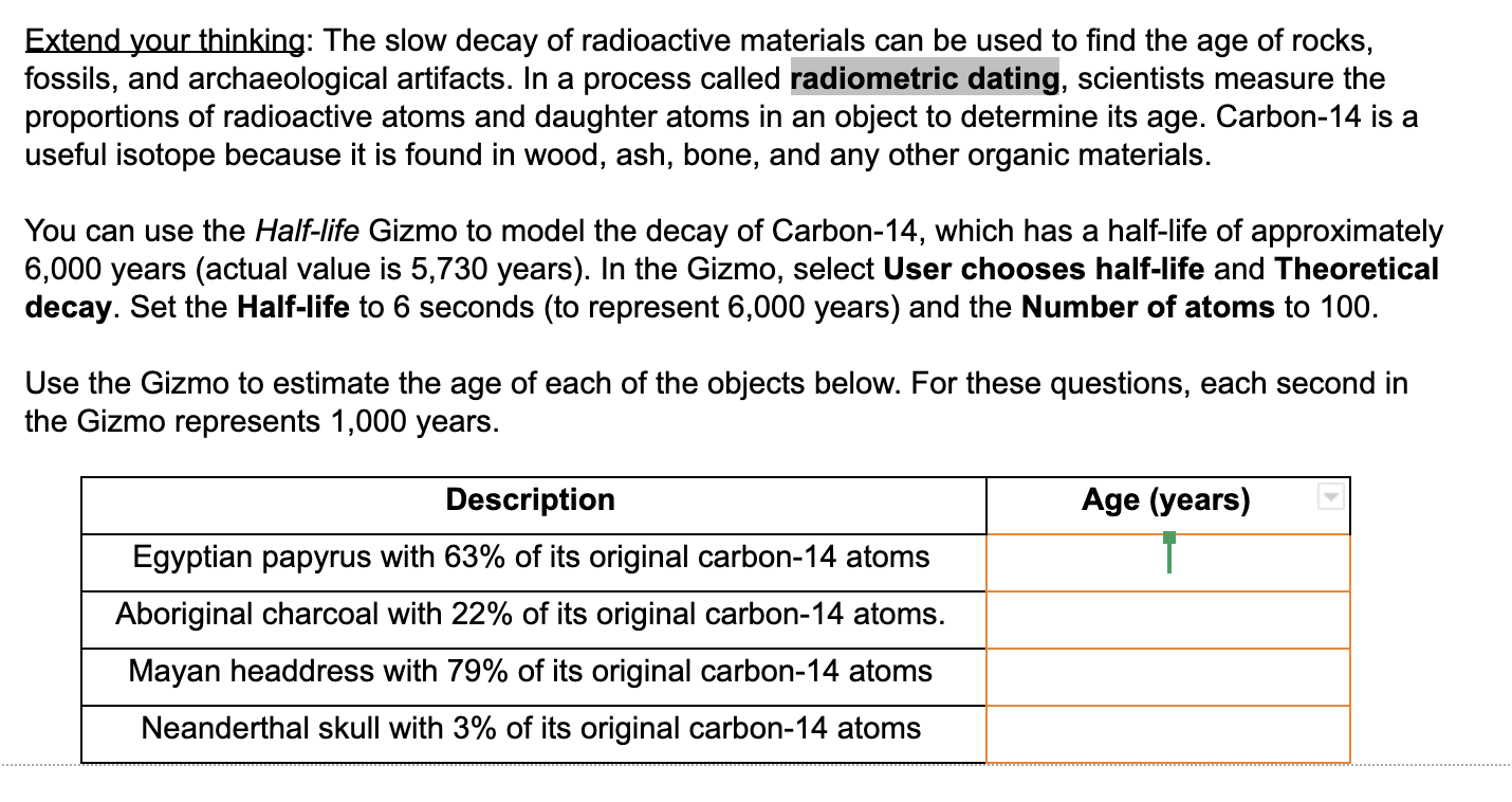 Extend Your Thinking The Slow Decay Of Radioactive Chegg Com