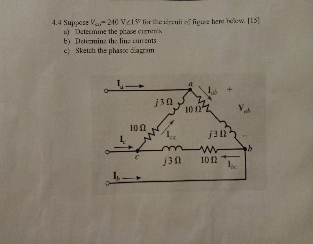 Solved 4.4 Suppose Vab=240 V215° for the circuit of figure | Chegg.com