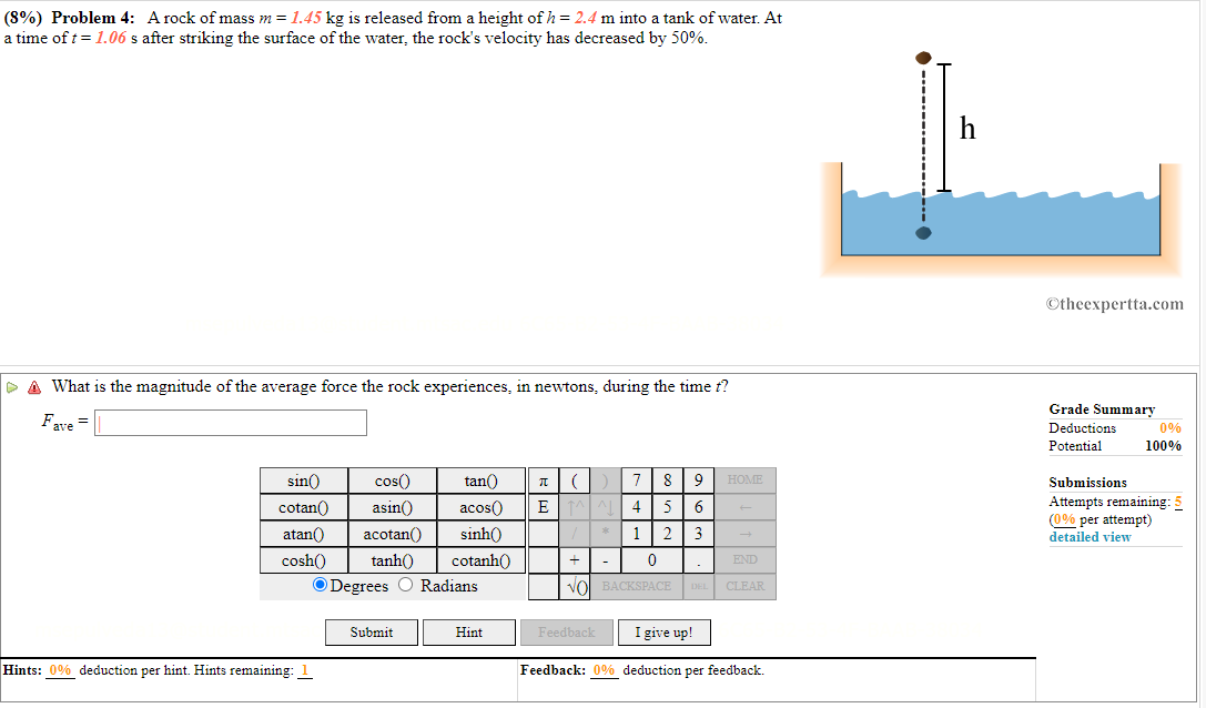 8-problem-4-a-rock-of-mass-m-1-45-kg-is-released-chegg