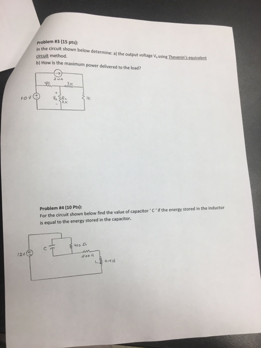 Solved problem #3 (15 pts) In the circuit shown below | Chegg.com