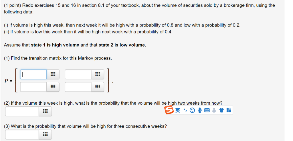 Solved (1 point) Redo exercises 15 and 16 in section 8.1 of | Chegg.com
