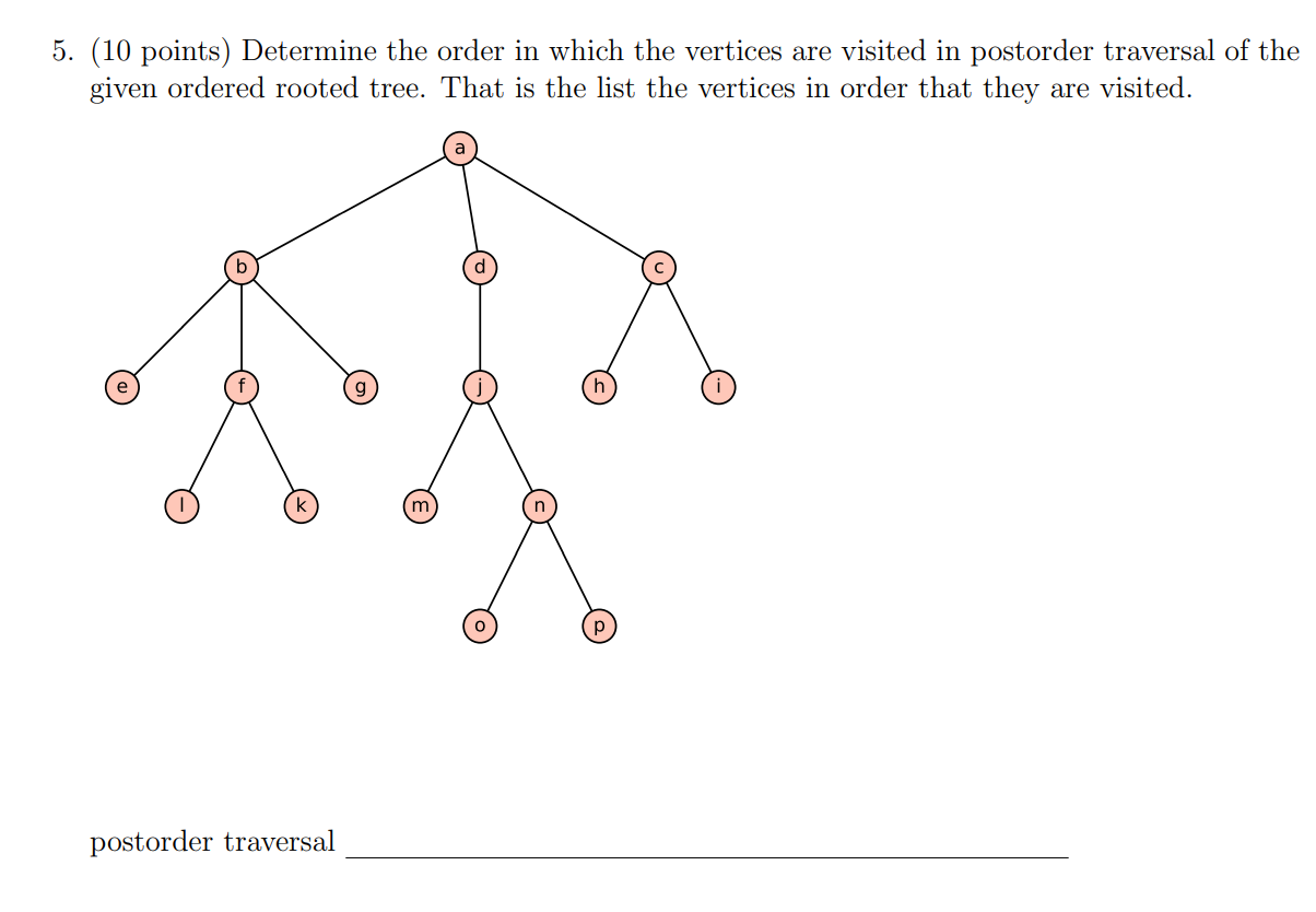 Solved 5. (10 points) Determine the order in which the | Chegg.com