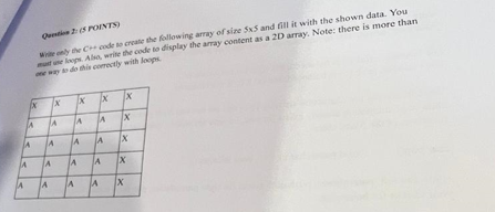 Solved Write enly the C+* code to create the following array | Chegg.com