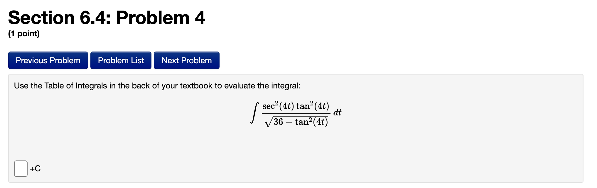 Solved Section 6.4: Problem 4 (1 point) Previous Problem | Chegg.com