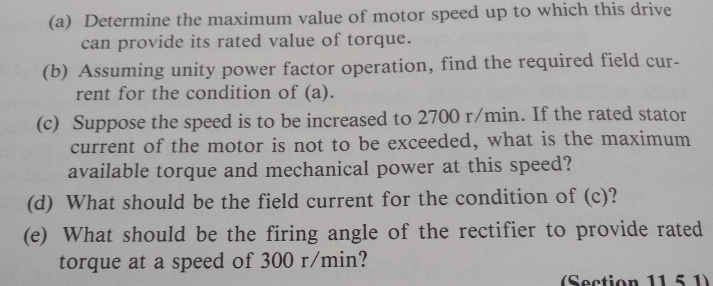 Solved Section 11.5.1) 24 A drive consists of a synchronous | Chegg.com