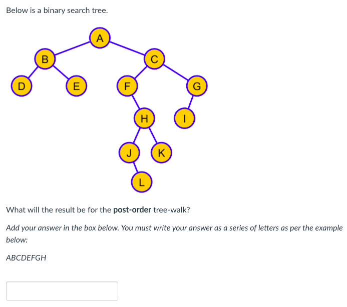 Creed solidaritet basen Solved Below is a binary search tree. A B D E F G н. J к L | Chegg.com