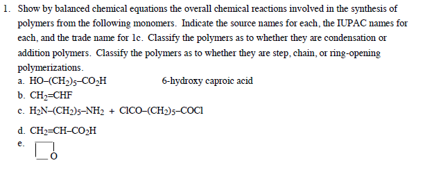 Solved 1. Show by balanced chemical equations the overall | Chegg.com