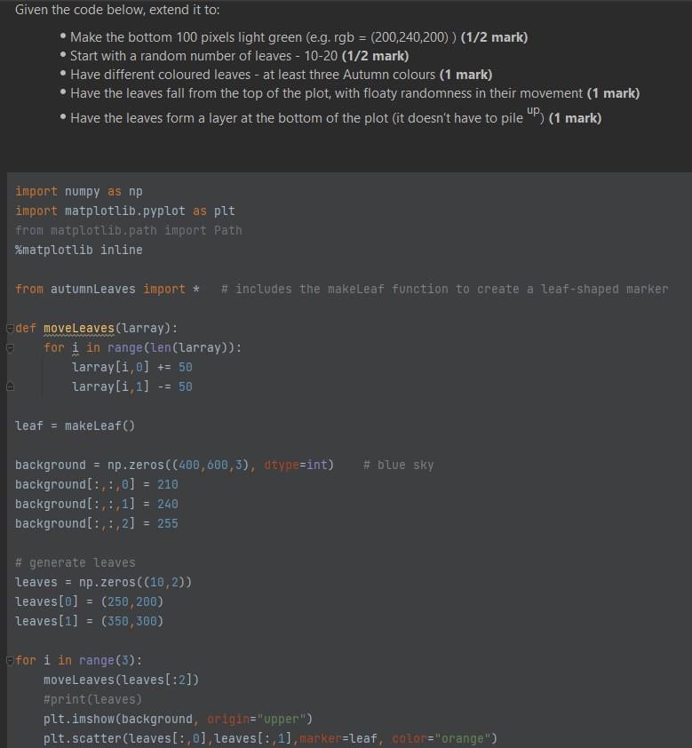 Solved Given the code below, extend it to: • Make the bottom | Chegg.com