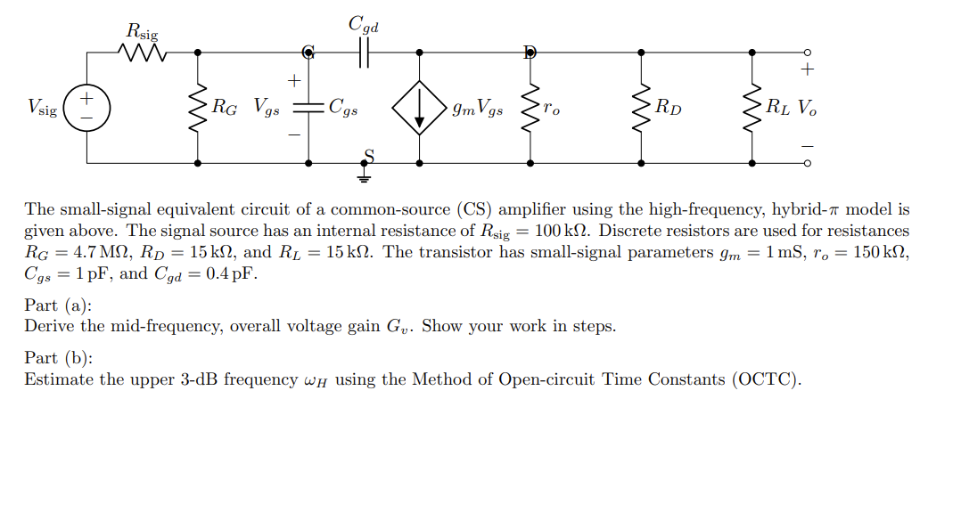 Solved The Small-signal Equivalent Circuit Of A | Chegg.com